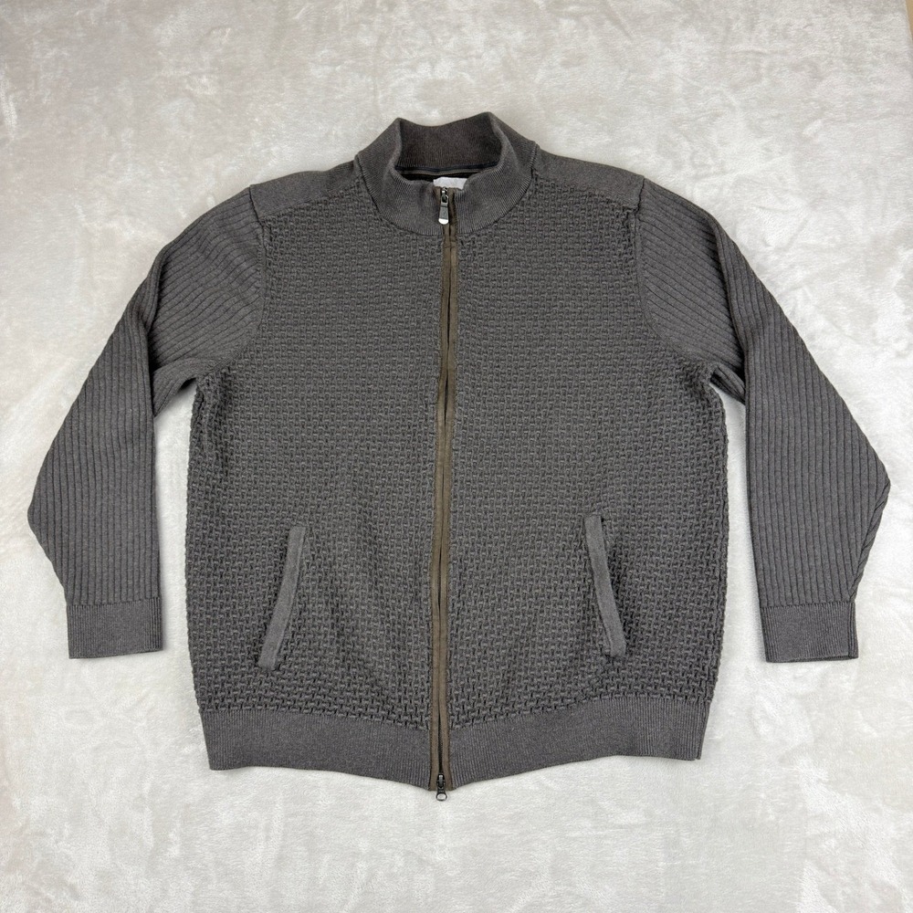 Tommy Bahama Men's XXL Sweater Jacket Full Zip Wool Blend Textured Waffle Knit